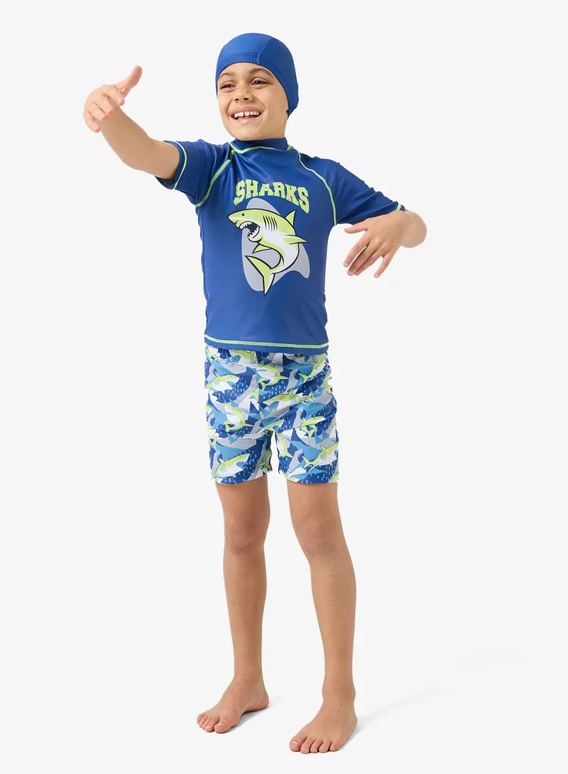 Pinata  3 Piece Shark Print Vest and Swim Short Set for Men | Best Price UAE